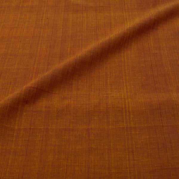 Rust Brown Colour Handloom  Mangalgiri  Washed  Cotton Fabric Cut Of 1.10 Meter