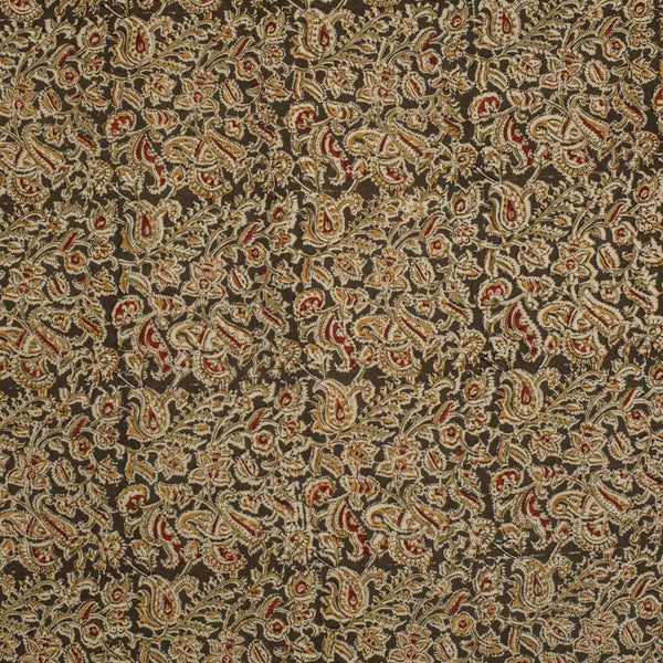 Olive Green Colour Natural Kalamkari Cotton Fabric