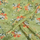 Pastel Green Colour Floral Print Cotton Mal Fabric