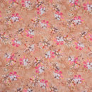 Peach Colour Floral Print Cotton Mal Fabric