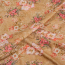 Beige Colour Floral Print Cotton Mal Fabric