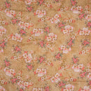 Beige Colour Floral Print Cotton Mal Fabric