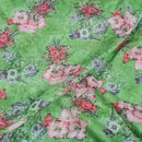 Green Colour Floral Print Cotton Mal Fabric