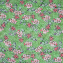 Green Colour Floral Print Cotton Mal Fabric
