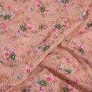 Peach Colour Floral Print Cotton Mal Fabric