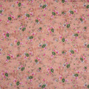 Peach Colour Floral Print Cotton Mal Fabric