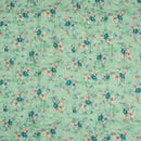 Pastel Green Colour Floral Print Cotton Mal Fabric