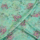 Pastel Green Colour Floral Print Cotton Mal Fabric