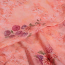 Peach Pink Colour Floral Print Cotton Mal Fabric