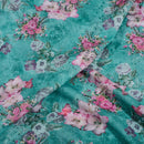 Emerald Green Colour Floral Print Cotton Mal Fabric