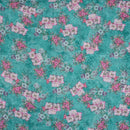 Emerald Green Colour Floral Print Cotton Mal Fabric