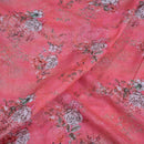 Carrot Pink Colour Floral Print Cotton Mal Fabric