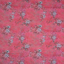 Carrot Pink Colour Floral Print Cotton Mal Fabric