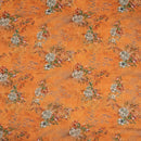 Orange Colour Floral Print Cotton Mal Fabric