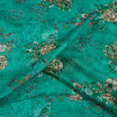 Emerald Green Colour Floral Print Cotton Mal Fabric