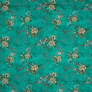 Emerald Green Colour Floral Print Cotton Mal Fabric