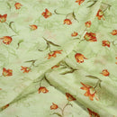 Pastel Green Colour Floral Print Cotton Mal Fabric