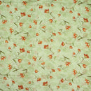 Pastel Green Colour Floral Print Cotton Mal Fabric