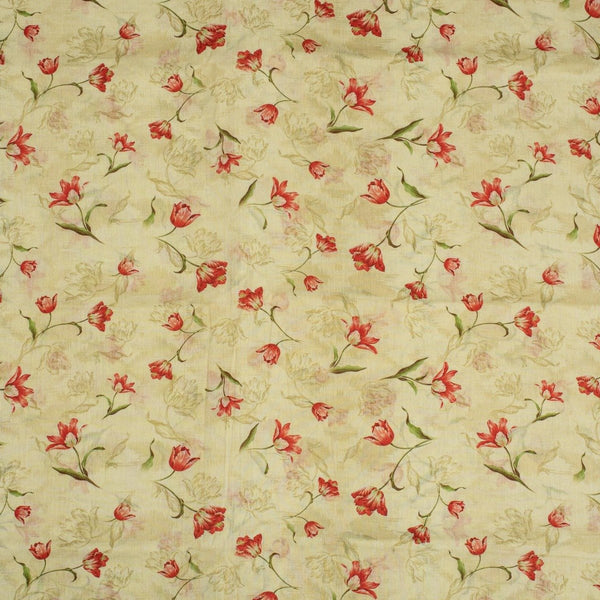 Cream Yellow Colour Floral Print Cotton Mal Fabric