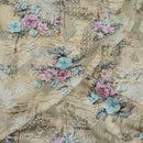 Ivory Colour Floral Print Cotton Mal Fabric