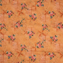 Apricot Orange Colour Floral Print Cotton Mal Fabric