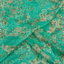 Green Colour Floral Print Cotton Mal Fabric