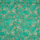 Green Colour Floral Print Cotton Mal Fabric