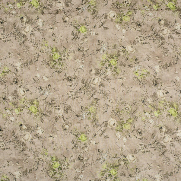 Beige Brown Colour Floral Print Cotton Mal Fabric