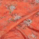Saffron Colour Floral Print Cotton Mal Fabric