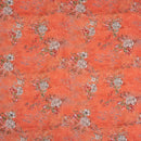 Saffron Colour Floral Print Cotton Mal Fabric