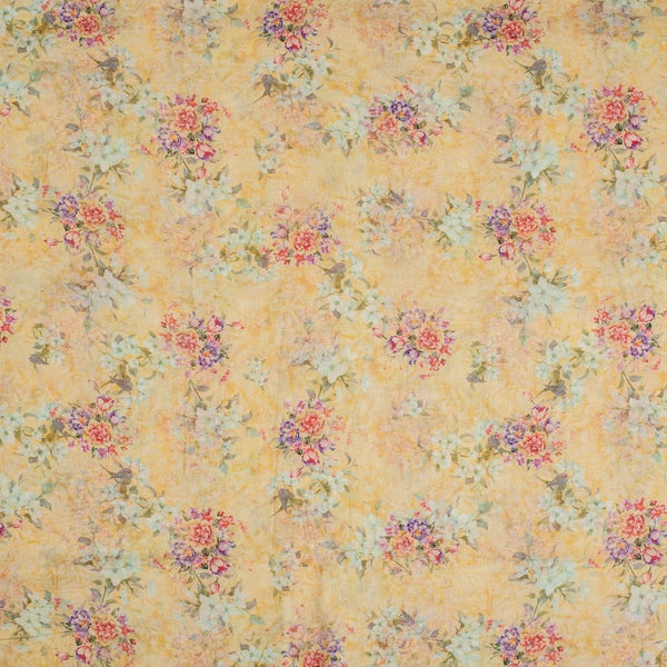 Off White Colour Floral Print Cotton Mal Fabric