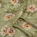 Olive Colour Floral Print Cotton Mal Fabric