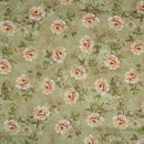 Olive Colour Floral Print Cotton Mal Fabric