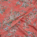 Coral Colour Floral Print Cotton Mal Fabric