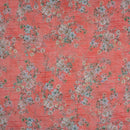 Coral Colour Floral Print Cotton Mal Fabric