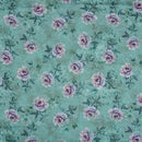 Aqua Sky  Colour Floral Print Cotton Mal Fabric