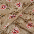 Beige  Colour Floral Print Cotton Mal Fabric