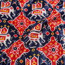Navy Blue Colour Digital Patan Patola Print Gaji Fabric