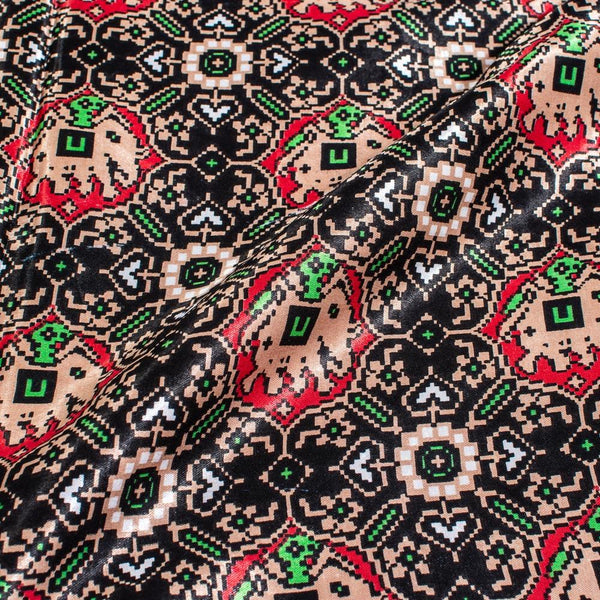 Black Colour Digital Patan Patola Print Gaji Fabric