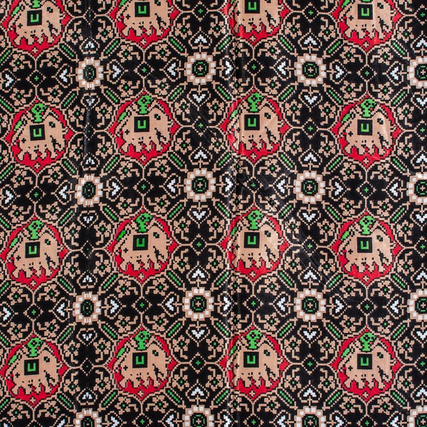 Black Colour Digital Patan Patola Print Gaji Fabric