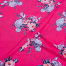 Hot Pink Colour Floral Digital Print Poly Crepe Fabric