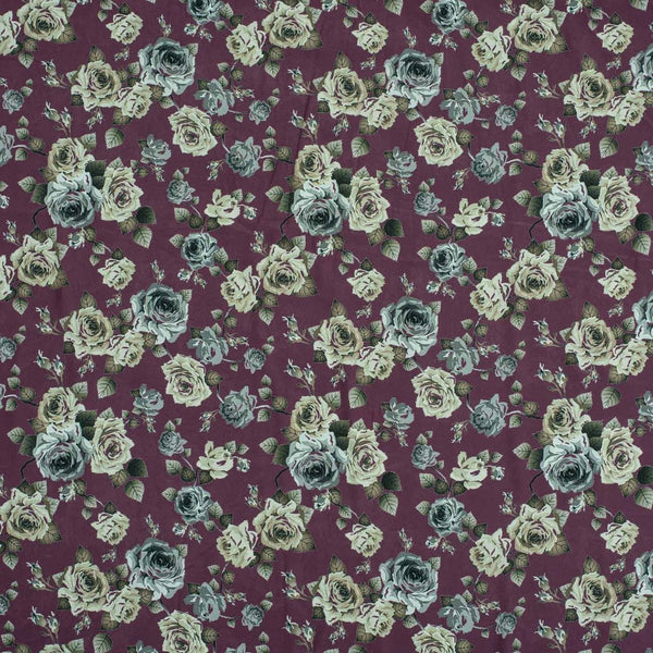 Mauve Colour Floral Digital Print Poly Crepe Fabric