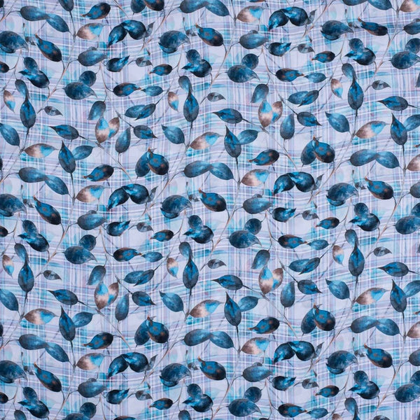 Off White Colour Floral Digital Print Poly Crepe Fabric