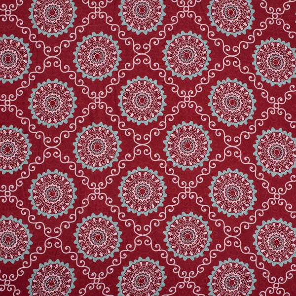 Maroon Colour Floral Digital Print Poly Crepe Fabric