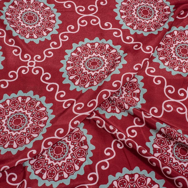 Maroon Colour Floral Digital Print Poly Crepe Fabric