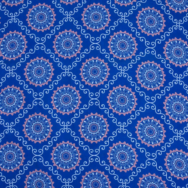 Blue Colour Floral Digital Print Poly Crepe Fabric