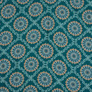 Teal Colour Floral Digital Print Poly Crepe Fabric