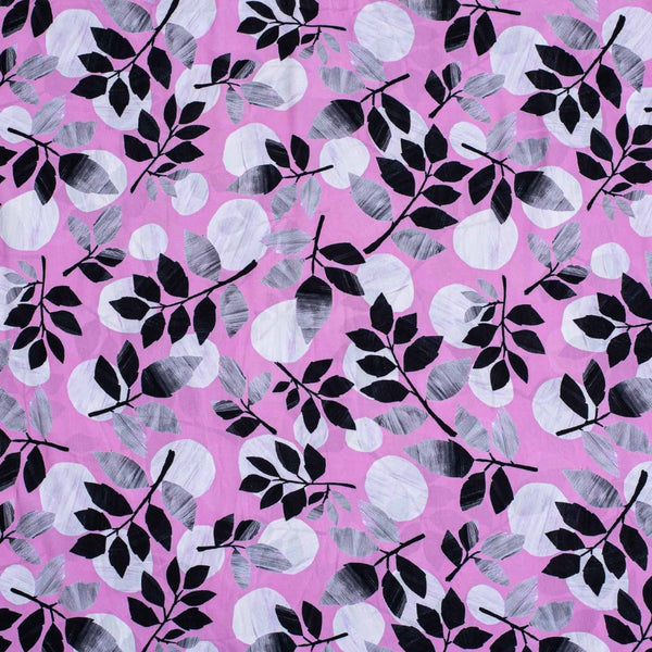 Pink Colour Floral Digital Print Poly Crepe Fabric