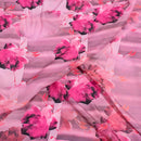 Lavender Pink Colour Floral Digital Print Poly Crepe Fabric