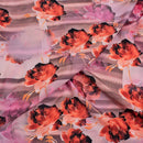 Pastel Pink Colour Floral Digital Print Poly Crepe Fabric